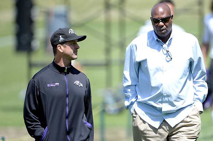 In 2008 Newsome went off the board for a new coach, the relatively inexperienced John Harbaugh. Baltimore has been to the postseason each year since. (Patrick McDermott/Getty Images)